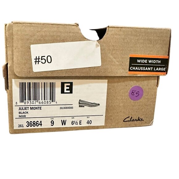 Clarks Juliet Monte Flat | Size 9W (Wide) | Color Black - Picture 8 of 9